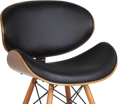 Miniatura 7 de Armen Living Cassie - Silla de comedor en piel sintética negra y acabado de madera de nogal, 20 pulgadas de profundidad x 21 pulgadas de ancho x 31