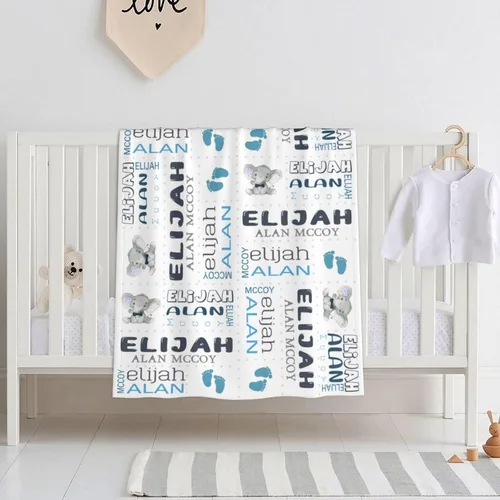 Miniatura 2 de Mantas de bebé personalizadas para niñas y niños con nombre, mantas personalizadas para niños, artículos de bebé personalizados, regalos Elefante