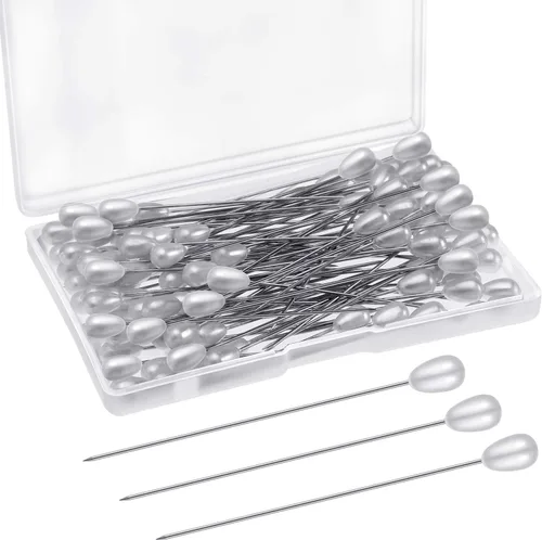 Alfileres de ramillete con forma de lágrima y perlas, para ramo de boda, cabeza recta blanca para manualidades, joyería, costura, decoración de