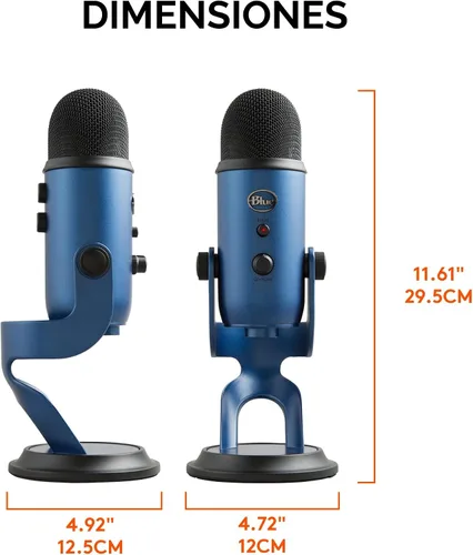 Miniatura 10 de Logitech Creators Blue Yeti - Micrófono USB para juegos, transmisión, podcast, YouTube, Discord, PC, sonido de estudio, Plug & Play, azul medianoche