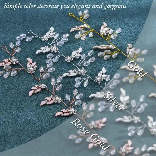 Miniatura 2 de Unicra Diadema larga con diamantes de imitación de cristal para mujeres y niñas (dorado)