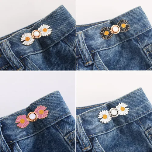 Miniatura 2 de 22 piezas de ajustadores de cintura para pantalones, 14 juegos de 10 estilos de pines de botones de jeans extraíbles, botones instantáneos