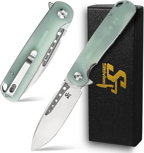Miniatura 10 de Sitivien ST131 - Cuchillo plegable, hoja D2 G10, cuchillo de herramientas EDC con bloqueo de forro para acampar al aire libre, senderismo, pesca