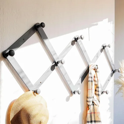 Miniatura 50 de Dseap Acordeón de pared: Perchero de pared expandible de madera de 16" de alto, soporte para sombreros, gancho de acordeón para gorras de béisbol