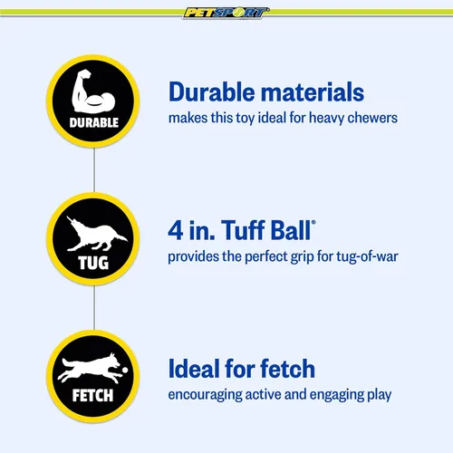 Miniatura 6 de PetSport Mega Tuff Ball Tug Dog Toy - Mega pelotas de tenis para perros grandes, juguetes de remolcador de perros, ideal para aburrimiento