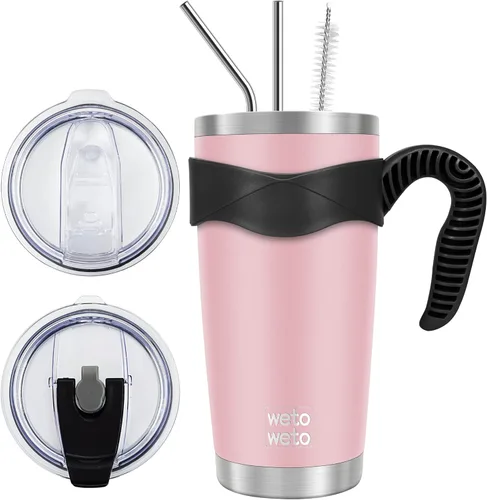 Miniatura 51 de WETOWETO - Vaso de viaje con aislamiento de 20 onzas, de acero inoxidable, con doble pared, a prueba de fugas, taza de café con revestimiento