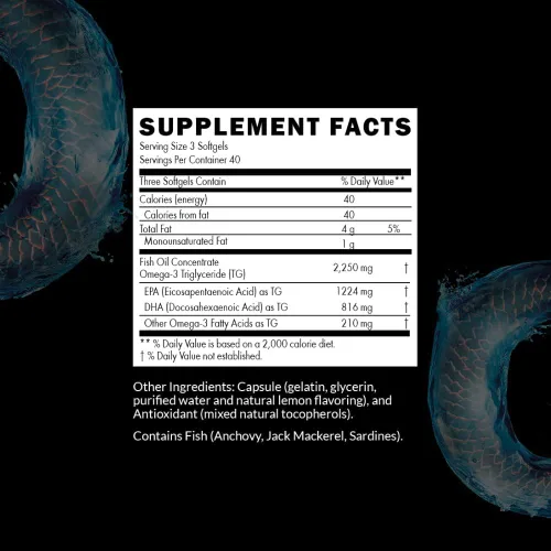 Miniatura 2 de Intelligent Labs Triglicérido Omega 3 2250 mg por porción de 3 cápsulas Cápsulas de aceite de pescado sin eructos 120 cápsulas blandas por