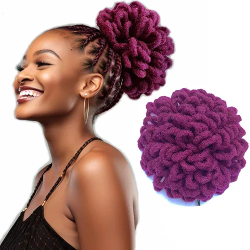 Miniatura 25 de DreadLocks Chignons Afro High Puff Cola de Caballo con Cordón Moño de Cabello Postizos Faux Locs Chignons con Clip Cola de Caballo para Mujeres