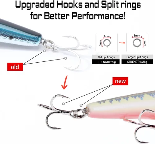 Miniatura 7 de LITTMA Señuelos de pesca de surf de California Señuelos de pesca de agua salada Jerkbait Crankbait Surf Minnow 110 - Sardina metálica Super Glow