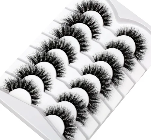 Miniatura 140 de Pooplunch - Pestañas postizas finas de visón sintético, estilo ojo de gato, naturales, cruzadas, tipo racimo, efecto 8D de volumen, tiras