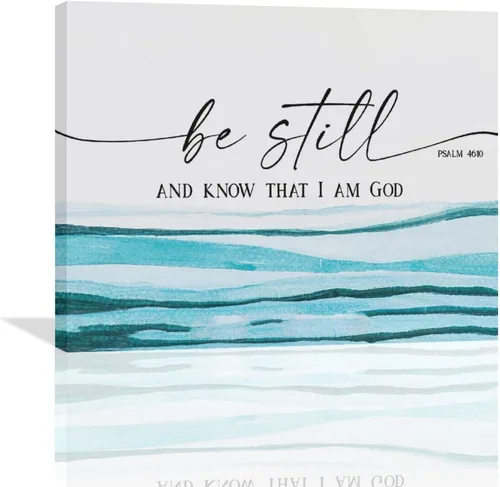 Miniatura 8 de Arte de pared cristiano grande con texto en inglés «Be Still and Know That I Am Gods» («Be Still and Know That I Am Gods») para decoración de pared