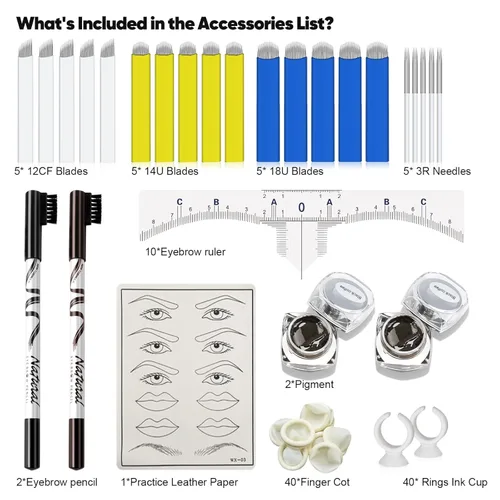 Miniatura 7 de Kit de microblading, kit de microblade para cejas Microblading Pen con cuchillas de microblading Suministros de microblading para suministros de Kit