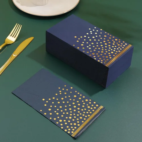Miniatura 5 de 100 Piezas Servilletas de Papel Azules Desechables - Servilletas de Fiesta Azules con Puntos Dorados Servilletas de Cena Azul Marino para Boda Azul