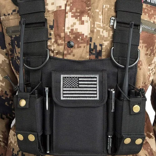 Miniatura 2 de Funda de hombro de radio para arnés de pecho, chaleco para radio bidireccional, bolsa frontal para walkie talkie con bolsas frontales para Kenwood