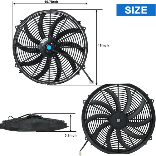 Miniatura 3 de Ventilador eléctrico universal delgado de 17,8 cm, tire/empuje para radiador, 12V 80W con kit de montaje