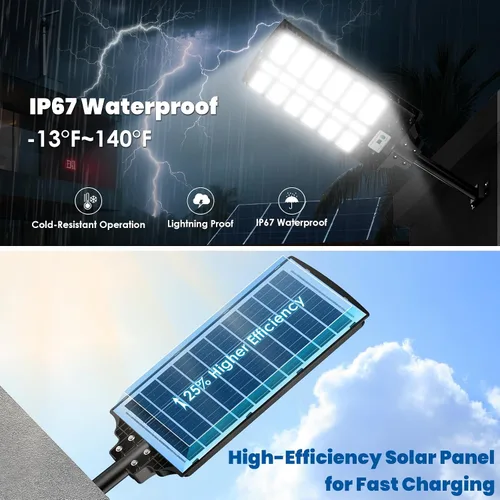 Miniatura 6 de Farolas solares impermeables para exteriores, 9000 W, gran iluminación comercial de estacionamiento con sensor de movimiento y control remoto
