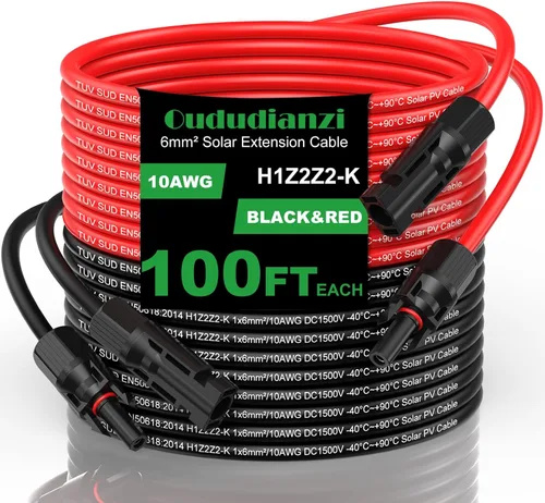 Miniatura 10 de Oududianzi Cable de extensión solar de 20 pies, cable solar de 10 AWG, cable fotovoltaico de cobre estañado calibre 10, cables de panel solar
