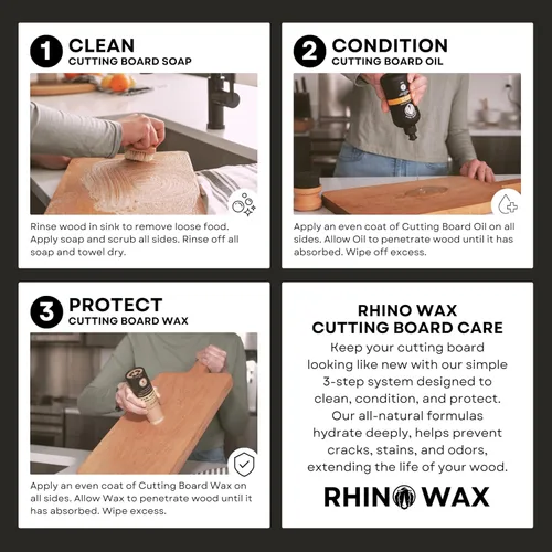 Miniatura 6 de Rhino Wax Cera para tabla de cortar de coco de 2 onzas, mezcla natural de aceites y ceras (sin aceite mineral), sin ensuciar con un aplicador fácil