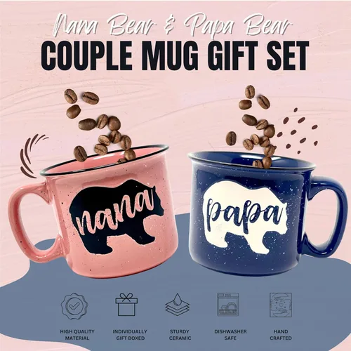 Miniatura 5 de Brooke & Jess Designs Oso Nana y Oso Papá 15 oz Linda Taza de Café para Abuela, Anciana - Regalos para Abuela, Día de la Madre, Navidad, Cumpleaños