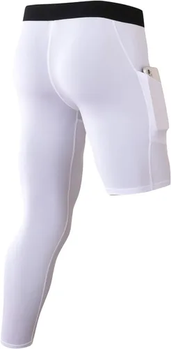 Miniatura 14 de Pantalones de compresión de 3/4 de una pierna para hombre, mallas de baloncesto atléticas para correr, leggings deportivos de capa base capri