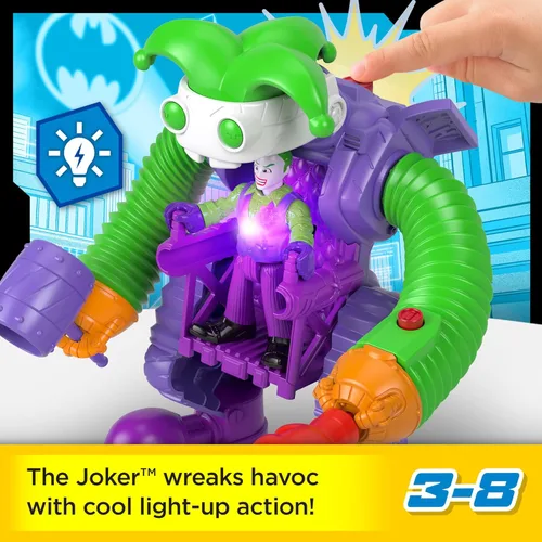 Miniatura 2 de DC Super Friends Fisher-Price Imaginext El juguete de Robot de batalla de El Joker con figura articulable y luces para juego de simulación