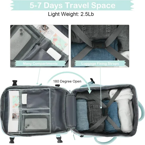 Miniatura 8 de Hanples - Mochila de viaje para mujeres y hombres, mochila grande de mano, artículo personal, mochila para laptop aprobada por TSA para vuelos