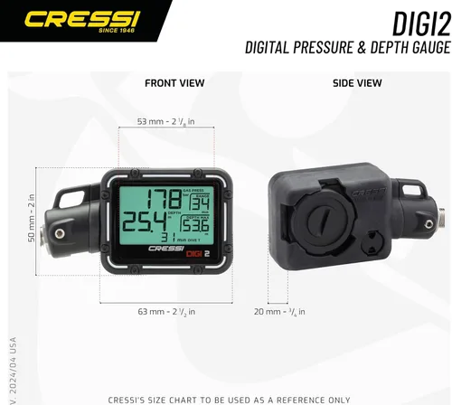Miniatura 5 de Cressi Scuba Diving Pressure Gauge and Depth Gauge - Easy to Read and Carry - Digi2: Made in Italy Negro