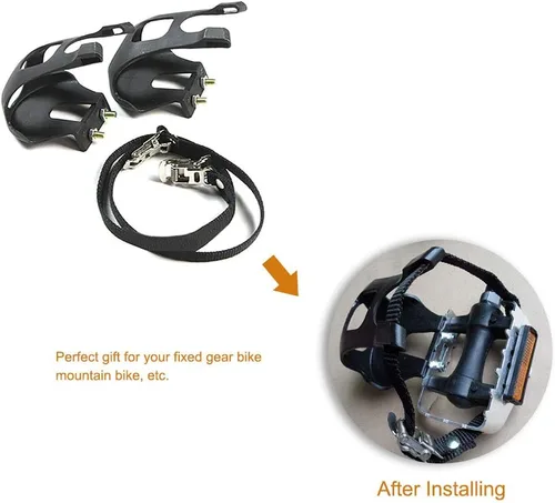 Miniatura 2 de EKDJKK 1 par de pedales de bicicleta con clip para los dedos del pie y correa, jaulas de clips para dedos de bicicleta, cubierta de pie de pedal