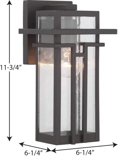 Miniatura 20 de Progress Lighting Boxwood Collection - Farol de pared pequeña de cristal transparente con semillas Craftsman, para exteriores, bronce antiguo, 11.75