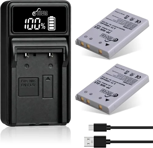 Pickle Power Batería EN-EL5 2 unidades y cargador USB LED para cámaras Nikon Coolpix P530 P520 P510 P100 P500 P5100 P5000 P6000 P90 P80