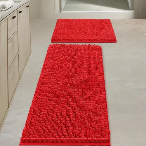 Miniatura 27 de Juegos de alfombras de baño de 2 piezas, alfombra de baño de felpilla extra suave ultra absorbente, alfombra de baño con base antideslizante de PVC