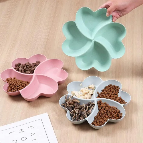 Miniatura 5 de Bandeja dividida para servir, plato seccionado de aperitivo, plato para servir postres, platos de plástico reutilizables, bandeja redonda para Beige