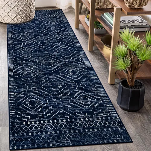 Miniatura 20 de Wonnitar Alfombra marroquí lavable de 5 x 7 pies, color negro, alfombra grande para sala de estar, antideslizante, bohemio, para dormitorio