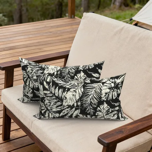 Miniatura 269 de Juego de 2 almohadas para exteriores de 16 x 16 pulgadas, repelentes al agua con interiores, para muebles de patio, hogar, jardín, geometría bohemia