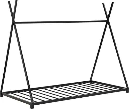 Miniatura 5 de SOFTSEA Marco de cama con plataforma de cama de piso doble con estructura triangular Negro