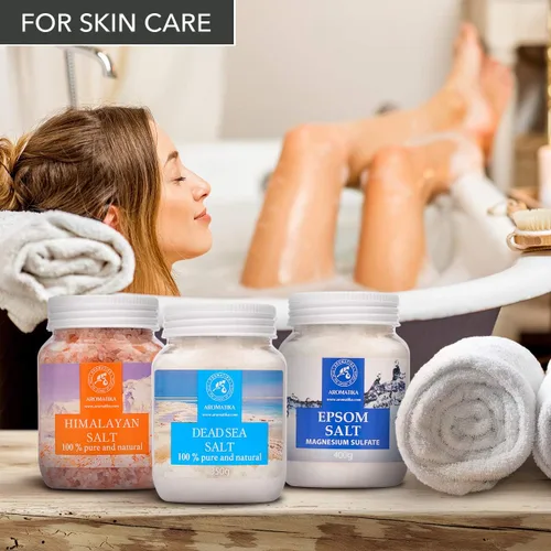 Miniatura 6 de Juego de sales de baño de 42 onzas – Sal de Epsom – Sal rosa del Himalaya – Sal del Mar Muerto – 100% pura y natural – Lo mejor para un buen sueño