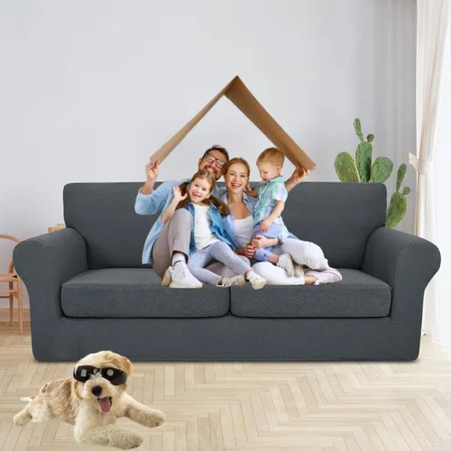 Miniatura 2 de JIVINER Fundas de sofá de 3 piezas para sofá de 2 cojines, funda de sofá elástica con 2 fundas de cojín de asiento extra grandes, fundas gruesas