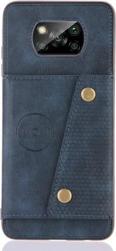 Miniatura 6 de Funda con tarjetero para Xiaomi Poco X3/X3 NFC/X3 Pro, parte trasera con piel sintética plegable doble hebilla multifunción bolsa para tarjetas