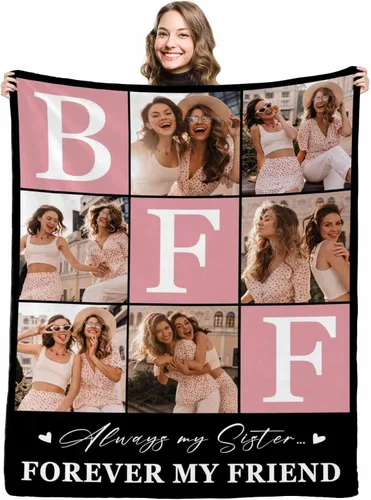 Miniatura 12 de Manta de collage de fotos personalizada con mensaje de amor y nombres, manta suave para niñas y hermanas, sofá cama, 30 x 40 pulgadas