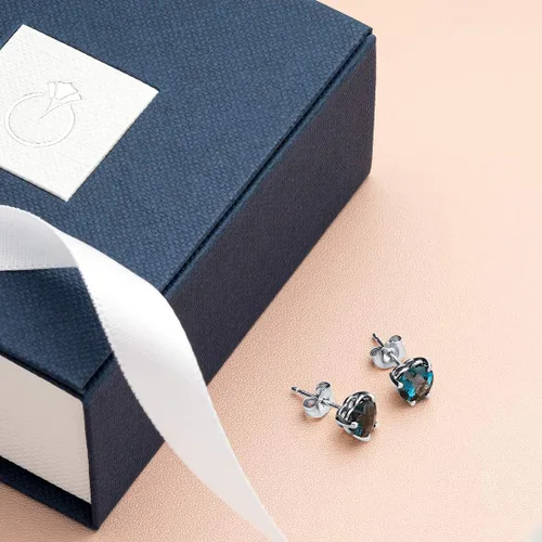 Miniatura 6 de Peora - Aretes de tuerca de oro de 14 quilates, forma redonda, 0.24 pulgada, en piedras preciosas auténticas o creadas, parte trasera de fricción