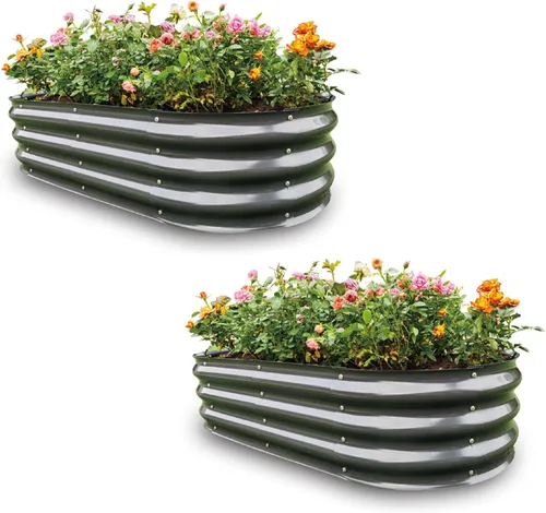 Miniatura 16 de GARDMAX 2x2x1FT Galvanized Round Raised Garden Bed Kit, Metal Planter Boxes Outdoor with Easy Assembly, Large Garden Bed for Vegetables, Fruits