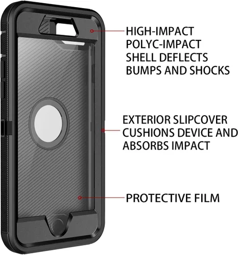Miniatura 3 de I-HONVA - Carcasa protectora de 3 capas para iPhone SE 2020, protector de pantalla integrado, a prueba de golpes, polvo y caídas, resistente