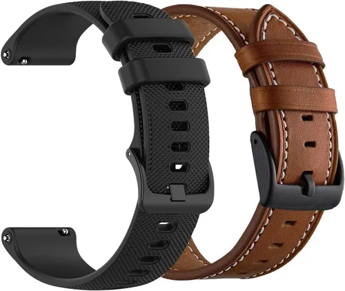 Miniatura 8 de Correas de reloj de 0.866 pulgadas compatibles con Fossil Gen 6/5E de 1.732 pulgadas, silicona y cuero, correa deportiva de repuesto + correa