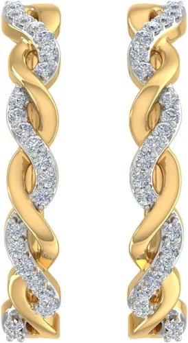Miniatura 2 de Aretes de aro trenzados de diamantes de 15 quilates en oro de 10 quilates