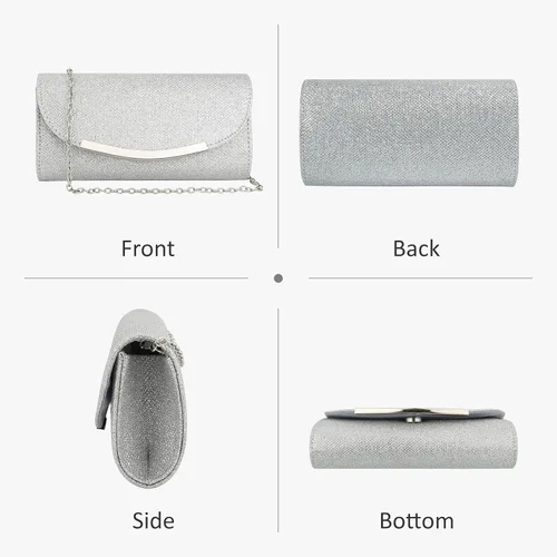 Miniatura 3 de Ubysoyi Bolso de mano con purpurina para mujer, bolso de noche, bolso de mano, de metal brillante, sobre formal, boda, baile de graduación, bolso