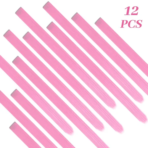 Miniatura 6 de YaFex 12 extensiones de cabello con clip, extensiones de cabello de color de 22 pulgadas, extensiones de cabello sintético largo y lacio para mujer