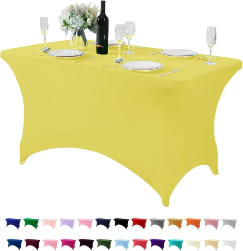 Miniatura 138 de Mantel de elastano para mesas de 4, 6 u 8 pies, mantel elástico universal ajustable para fiestas, banquetes, bodas y eventos - Verde manzana