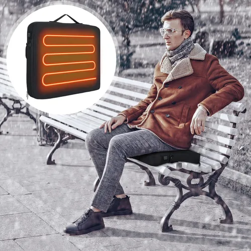Miniatura 5 de Thyle 2 Piezas Cojín de Asiento Calefactado Portátil Sin Respaldo para Estadio, Almohadilla de Asiento Impermeable Sin Respaldo, Alimentación USB