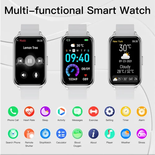 Miniatura 2 de Smart Watch Fitness Tracker Make/Answer Calls for Women Men with Heart Rate Blood Oxygen Sleep Monitor Sports Modes Step Calorie Counter IP68 Gris