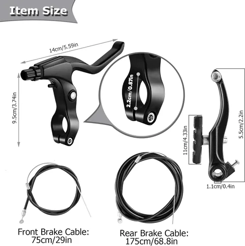 Miniatura 4 de Juego de Frenos para Bicicleta, Kit Completo de Frenos para la Mayoría de Bicicletas de Montaña, MTB Híbrido, Frenos Delanteros y Traseros, Kit